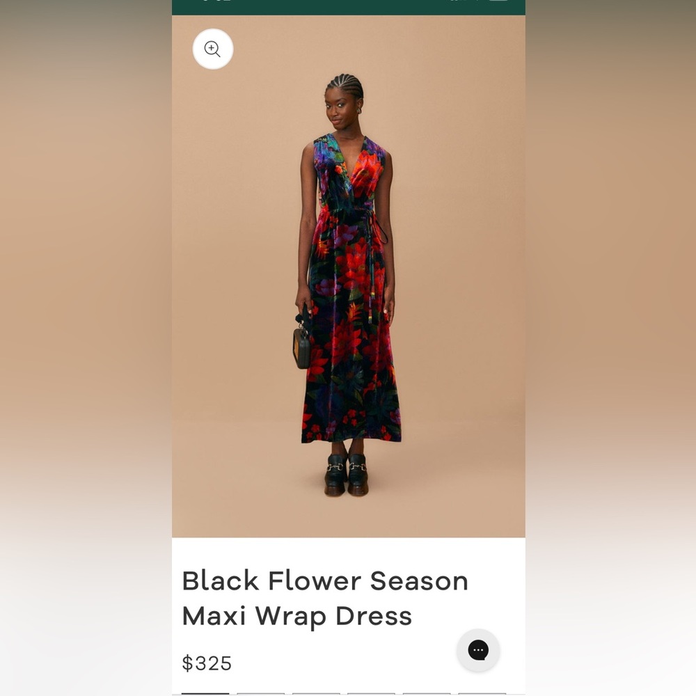 Farm Rio Black Flower Season Maxi Wrap Dress